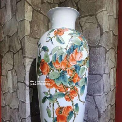 LỘC BÌNH HỌA TIẾT QUẢ HỒNG ( MAY MẮN)